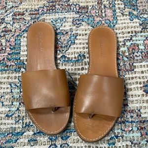 Madewell Boardwalk Slides English Saddle leather J0201 size 9